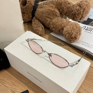 Gentle Monster BOLD Oval Pink Lens Silver Metal Sunglasses